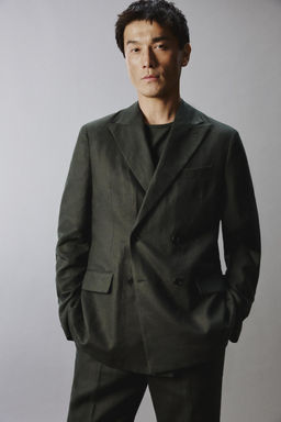 BLAZER CRUZADA TRAJE 100% LINO / Khaki - Zara фото 5