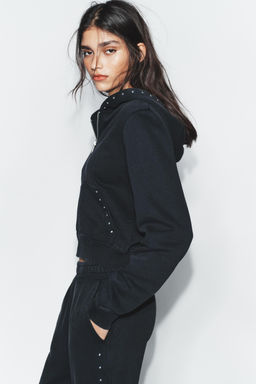 SUDADERA FELPA EFECTO LAVADO TACHAS / Carb?n - Zara фото 5