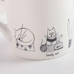Кружка Доляна «День кота», 380 мл, фарфор, белая