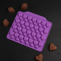 Цена за 2 шт. Форма для шоколада Доляна Море сердец, силикон, 18?15?1 см, 52 ячейки, МИКС