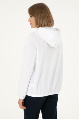 Kad_n Beyaz Kap__onlu Sweatshirt