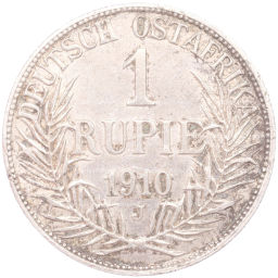 Монета 1 рупия 1910 года J Германская Восточная Африка