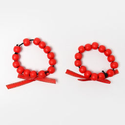 Цена за 2 шт. Набор новогодних колец для салфеток 2 штуки «Бантик», цвет красный, d=5 см, дерево