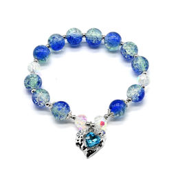 Браслет из сахарного кварца "Сердце" шарик 10мм, цв.васильковый