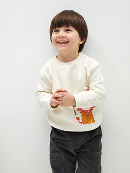 Bisiklet Yaka Uzun Kollu Bask?l? Erkek Bebek Sweatshirt - Waikiki фото 2