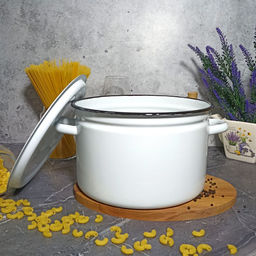 Кастрюля 7,0л цил. 2с18 белосн. - Стальэмаль фото 4