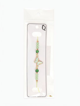 Цена за 2 шт. Браслет "Бабочка" на нити, цвет светло-зелёный в золоте, L=6см, р-р регулир-я