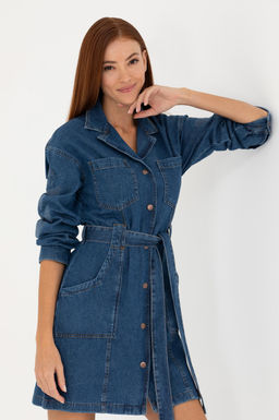 Kad_n Koyu Mavi Jean Elbise - U.s. polo assn фото 3