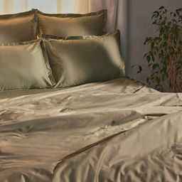 Простыня на резинке 1.5-спальная SL Home Олива, 140200+30 см, оливковая, сатин - Sima-land home фото 4