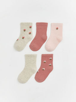 ?i?ekli K?z Bebek Soket ?orap 5li