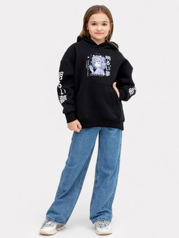 Худи для девочек черное с печатью - Mark formelle фото 2