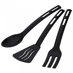 Кухонный набор Linea NERO 3 предмета: ложка, лопатка и вилка, высококачественный нейлон, матовая поверхность приборов, черный Regent (Китай) - Домашняя мода фото 2