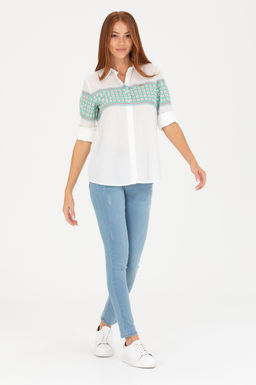 Женская рубашка цвета морской волны с длинным рукавом - U.s. polo assn фото 4