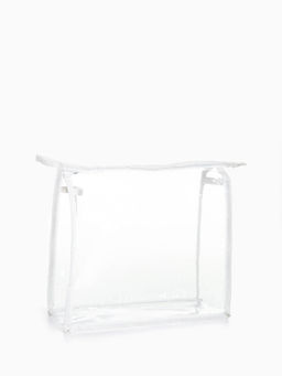 Косметичка на молнии, треугольная, маленькая, прозрачная/белая