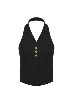 TRENDYOLMILLA Ekru Slim Tuvit Kumas Cicek Dugme Aksesuarl? Crop Orme Yelek TWOSS25YE00081  фото 10