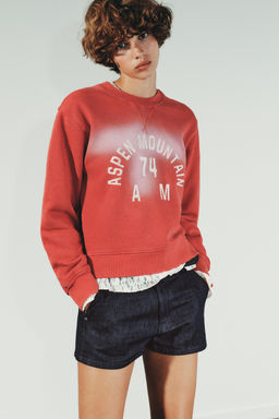 FADED-EFFECT SWEATSHIRT WITH SLOGAN