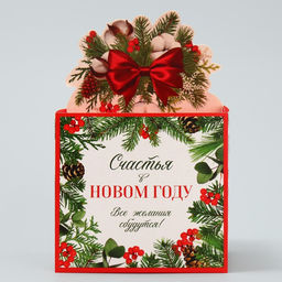 Коробка новогодняя для мини-букетов Снежный шар, 12 х 17 х 10 см - Дарите счастье фото 5