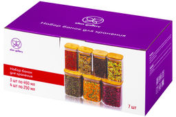 Набор 7 банок д/хранения 3 пр. 450 мл + 4 пр. 250 мл Crystal glass + бамб.крышка с силик.прок. - Elan gallery фото 7