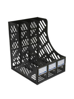 Лоток вертикальный, 3-х секционный, разборный, чёрный