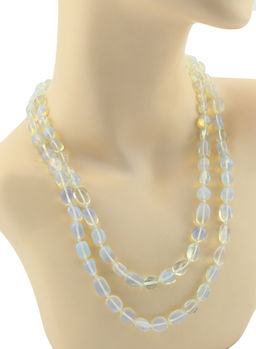 Бусы длинные из лунного камня искусственного галтовка, 120см