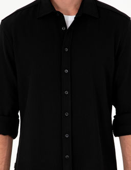 Siyah Regular Fit Uzun Kollu G_mlek