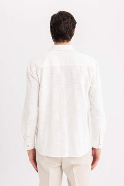 Хлопковая рубашка с длинными рукавами и воротником поло стандартного кроя - Defacto фото 6