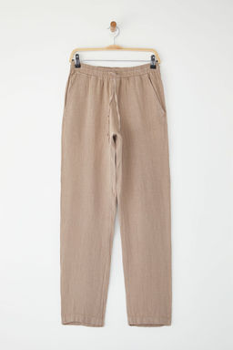 Bej %100 Keten Regular Fit Pantolon TMNSS24PL00018