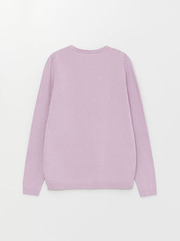 Bisiklet Yaka Bask?l? Uzun Kollu K?z ?ocuk Triko Kazak - Waikiki фото 2