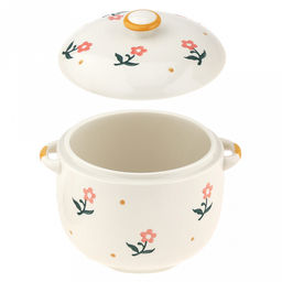 Супница фарфоровая Цветение 1л, д13,5см, h10см, общая h13,5см, с крышкой, 2 ручки, с деколью, молочный, в коробке (Китай) - Домашняя мода фото 3