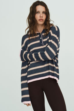 STRIPED COMBINED KNIT POLO SHIRT - Zara фото 10
