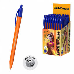 Цена за 50 шт. Ручка шариковая автоматическая ErichKrause U-208 Matic Orange 0.7 Ultra Glide Technology, цвет чернил синий (в коробке по 50 шт.)