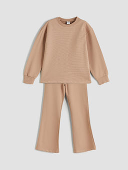 Bisiklet Yaka K?z ?ocuk Sweatshirt ve Tayt