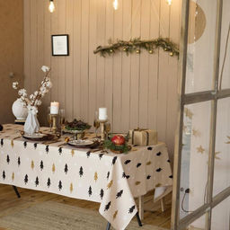 Скатерть новогодняя Доляна Christmas mood=146?110+/- 3 см, 100% хлопок, рогожка 164 г/м?