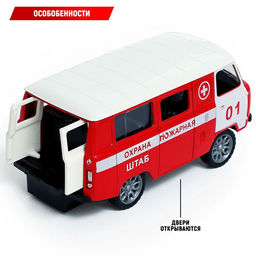 Машина металлическая УАЗ 3962. Пожарная служба, инерция, 1:32, свет и звук - АвтоГрад фото 4