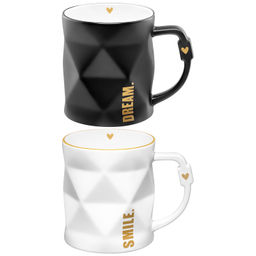 Набор кружек 2 пр. 390 мл 13*9*10 см "Dream.Smile" черный, белый
