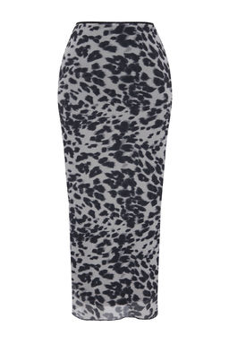 TRENDYOLMILLA Siyah Bel Detayl? Bask?l? Esnek Tul Maxi Orme Etek TWOAW24ET00124  фото 8