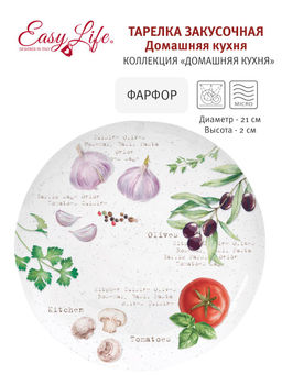 Тарелка закусочная Домашняя кухня, 21 см