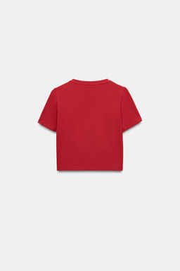 CAMISETA CROPPED MANGA CORTA / Rojo - Zara фото 4