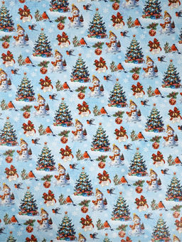 Цена за 10 шт. Бумага упаковочная новогодняя глянцевая Снеговичок, 70 ? 100 см