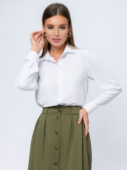 УЦЕНКА. Блуза белая с отложным воротником и длинными рукавами