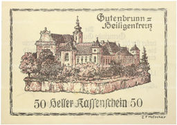 Банкнота 50 геллеров 1921 года Австрия  община Гутенбрунн (Нотгельд)