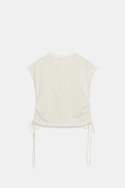 CAMISETA R?STICA FRUNCES / Blanco - Zara фото 3