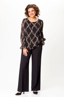 Блуза Swallow 803.2 черный+серебряный узор фото 752