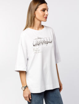 VILATTE / Футболка свободного кроя с авторским принтом