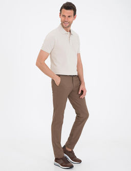 A__k Kahverengi Slim Fit Kanvas Pantolon