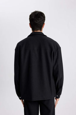 Плиссированная куртка с рубашечным воротником и расслабленным кроем - Defacto фото 9