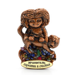 Магнит с самоцветами "Кузя с котом малый" 45*65мм Радуга камня