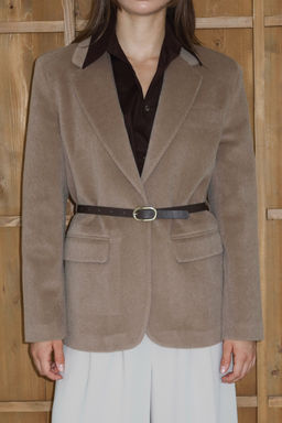 Vizon Kemerli Kase Regular/Normal Kal?p Blazer Blazer Ceket TWOAW26BC00041 - Trendyolmilla фото 2