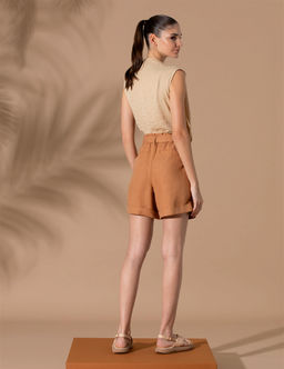 Kahverengi Keten Oversize Bermuda _ort - Pierre cardin фото 4