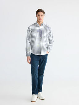 Рубашка мужская Regular Fit в клетку из габардина